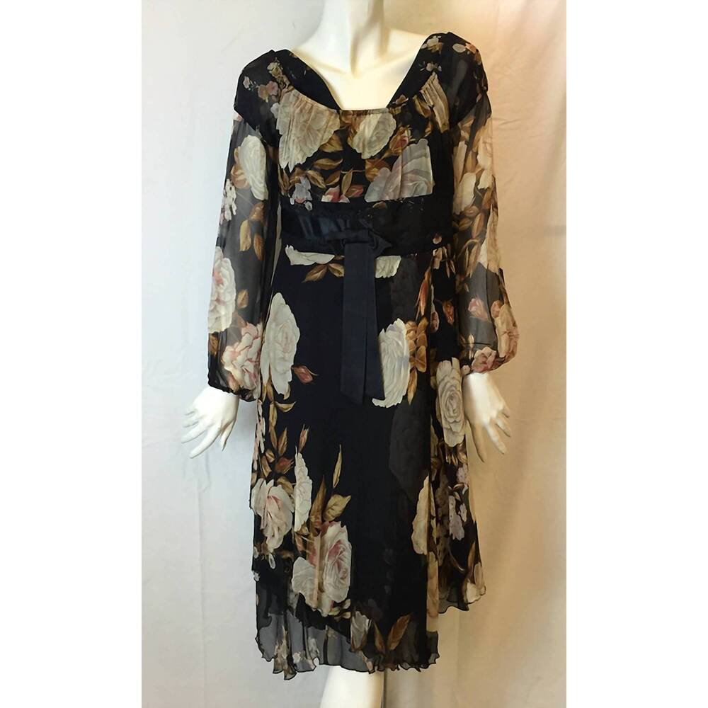 NEW MARIELLA BURANI women's printed long sleeve chiffon dress in multi color